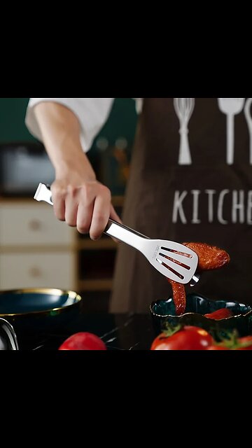 Kitchen tongs made of food-grade stainless steel for cooking, barbecue, non-slip handle