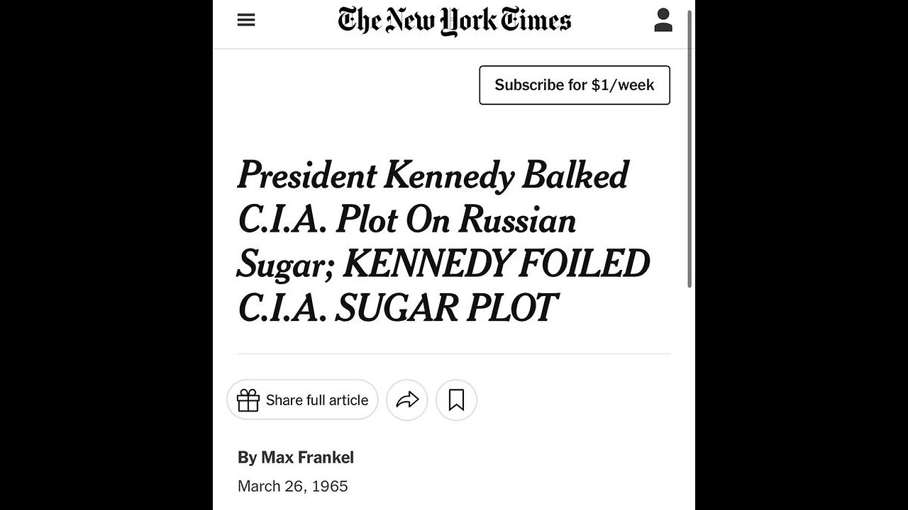 (JFK files)- The CIA Poisoned Sugar in Cuba going to Soviet Union but JFK Stopped It