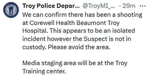 UPDATE: Police confirm shooting at Corewell Health Beaumont Troy Hospital