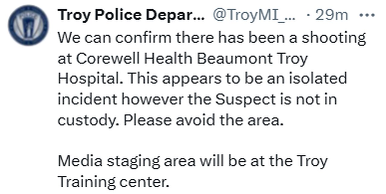 UPDATE: Police confirm shooting at Corewell Health Beaumont Troy Hospital