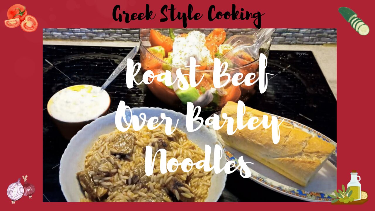 ROAST BEEF OVER BARLEY NOODLES