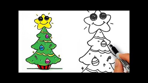 How to Draw a Cute Christmas Tree Easy for Beginners