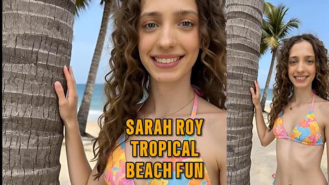 Sarah Roy 😘 ⛱️ Tropical Beach Holiday in my Favorite Floral Bikini 👙 AI Video 2K HD