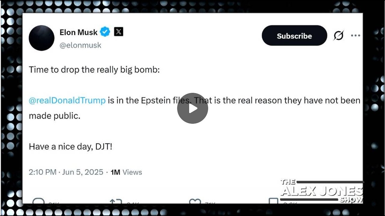 BOMBSHELL UPDATE: Elon Musk Says President Trump Is In The Epstein Files,