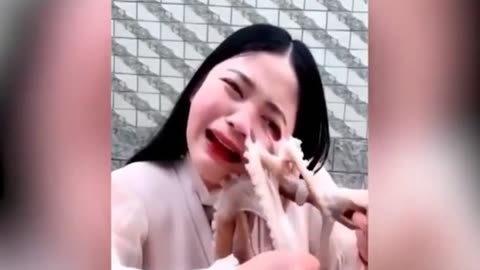 woman is attacked by an octopus