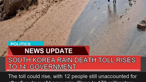 South Korea Rain Death Toll Rises to Governmen