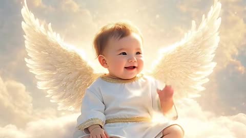 Cute baby flying in the sky