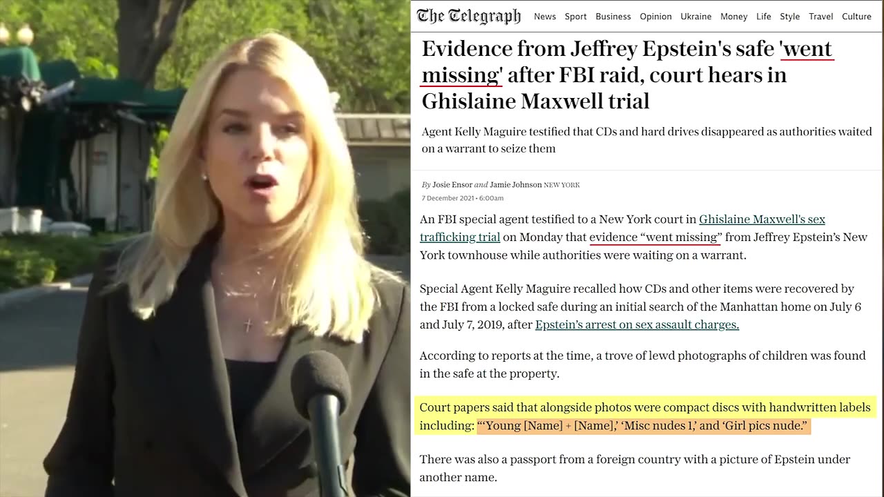 Pam Bondi, completely changing her statement regarding Jeffrey Epstein 🤥