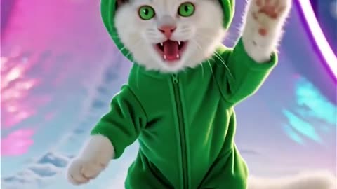 Frog-Suit Kitty Snowboarding ❄️🐸🏂 _ Cutest Winter Action Ever#cat #cute #cats #frog