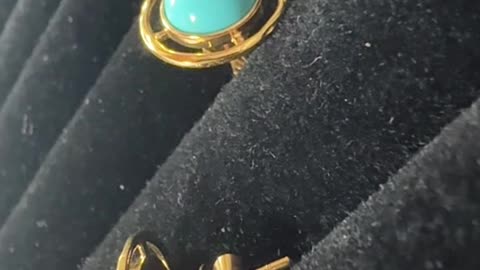 250612-10 Sleeping Beauty Turquoise 14K Gold Earrings: Deep-Sea Stars Hanging by the Ears