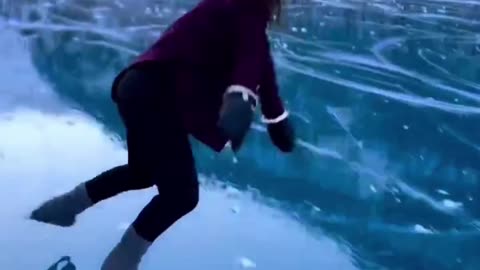 Ice Skater Discovers Hidden Frozen Lake in Paradise #shortsfeed#shorts