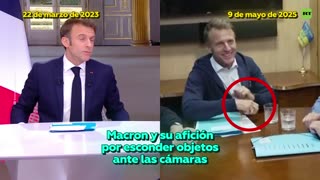 Macron y sus curiosas acciones para ocultar objetos en público