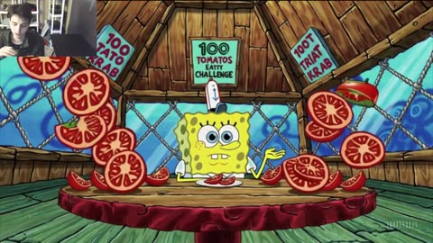 Outtake #3093 Of SpongeBob SquarePants Attempts Tomato Eating Challenge Fake Funny Parody Animated