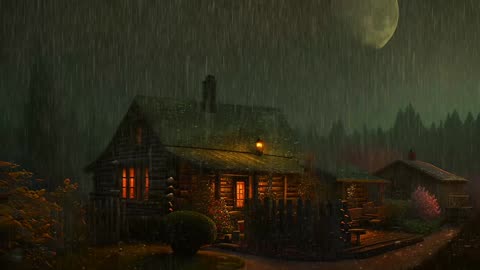 Say Good Bye to Insomnia. Sleep & Relax with Rain and Thunderstorm ⛈️ Sounds in a Cozy Warm Cabin 🛖