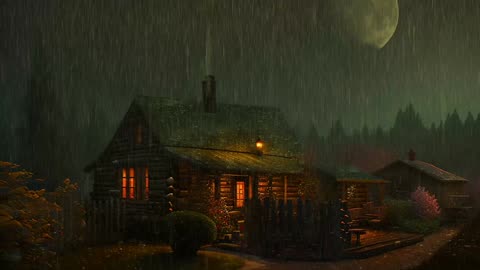 Say Good Bye to Insomnia. Sleep & Relax with Rain and Thunderstorm ⛈️ Sounds in a Cozy Warm Cabin 🛖