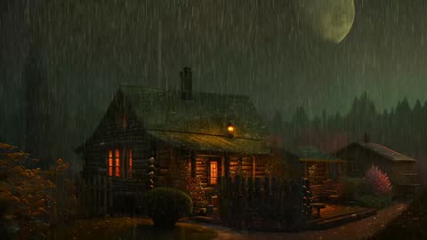 Say Good Bye to Insomnia. Sleep & Relax with Rain and Thunderstorm ⛈️ Sounds in a Cozy Warm Cabin 🛖