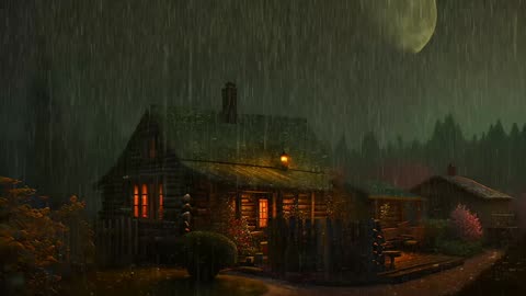 Say Good Bye to Insomnia. Sleep & Relax with Rain and Thunderstorm ⛈️ Sounds in a Cozy Warm Cabin 🛖