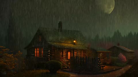 Say Good Bye to Insomnia. Sleep & Relax with Rain and Thunderstorm ⛈️ Sounds in a Cozy Warm Cabin 🛖