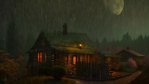 Say Good Bye to Insomnia. Sleep & Relax with Rain and Thunderstorm ⛈️ Sounds in a Cozy Warm Cabin 🛖