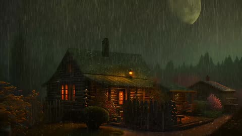 Say Good Bye to Insomnia. Sleep & Relax with Rain and Thunderstorm ⛈️ Sounds in a Cozy Warm Cabin 🛖