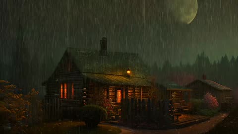 Say Good Bye to Insomnia. Sleep & Relax with Rain and Thunderstorm ⛈️ Sounds in a Cozy Warm Cabin 🛖