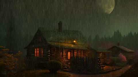 Say Good Bye to Insomnia. Sleep & Relax with Rain and Thunderstorm ⛈️ Sounds in a Cozy Warm Cabin 🛖