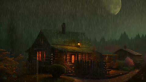 Say Good Bye to Insomnia. Sleep & Relax with Rain and Thunderstorm ⛈️ Sounds in a Cozy Warm Cabin 🛖