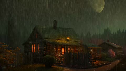 Say Good Bye to Insomnia. Sleep & Relax with Rain and Thunderstorm ⛈️ Sounds in a Cozy Warm Cabin 🛖