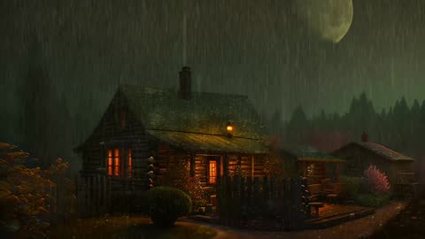 Say Good Bye to Insomnia. Sleep & Relax with Rain and Thunderstorm ⛈️ Sounds in a Cozy Warm Cabin 🛖