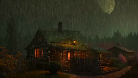 Say Good Bye to Insomnia. Sleep & Relax with Rain and Thunderstorm ⛈️ Sounds in a Cozy Warm Cabin 🛖