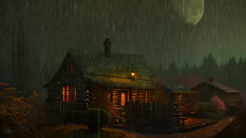 Say Good Bye to Insomnia. Sleep & Relax with Rain and Thunderstorm ⛈️ Sounds in a Cozy Warm Cabin 🛖