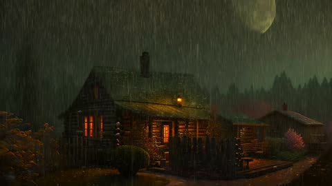 Say Good Bye to Insomnia. Sleep & Relax with Rain and Thunderstorm ⛈️ Sounds in a Cozy Warm Cabin 🛖