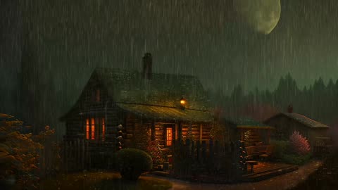 Say Good Bye to Insomnia. Sleep & Relax with Rain and Thunderstorm ⛈️ Sounds in a Cozy Warm Cabin 🛖