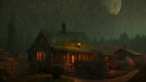 Say Good Bye to Insomnia. Sleep & Relax with Rain and Thunderstorm ⛈️ Sounds in a Cozy Warm Cabin 🛖