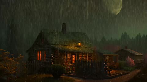 Say Good Bye to Insomnia. Sleep & Relax with Rain and Thunderstorm ⛈️ Sounds in a Cozy Warm Cabin 🛖