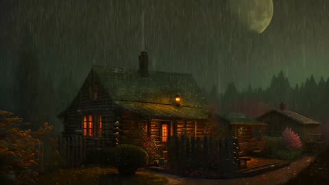 Say Good Bye to Insomnia. Sleep & Relax with Rain and Thunderstorm ⛈️ Sounds in a Cozy Warm Cabin 🛖