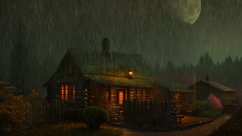Say Good Bye to Insomnia. Sleep & Relax with Rain and Thunderstorm ⛈️ Sounds in a Cozy Warm Cabin 🛖