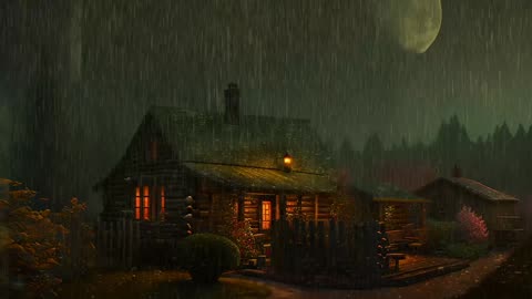 Say Good Bye to Insomnia. Sleep & Relax with Rain and Thunderstorm ⛈️ Sounds in a Cozy Warm Cabin 🛖