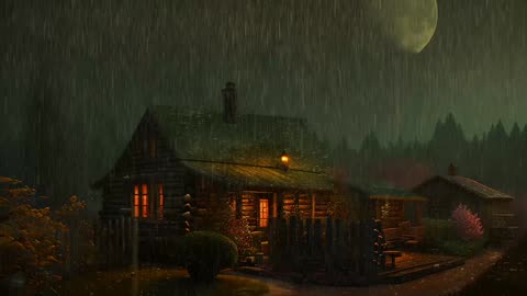 Say Good Bye to Insomnia. Sleep & Relax with Rain and Thunderstorm ⛈️ Sounds in a Cozy Warm Cabin 🛖