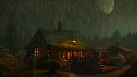 Say Good Bye to Insomnia. Sleep & Relax with Rain and Thunderstorm ⛈️ Sounds in a Cozy Warm Cabin 🛖