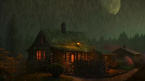 Say Good Bye to Insomnia. Sleep & Relax with Rain and Thunderstorm ⛈️ Sounds in a Cozy Warm Cabin 🛖