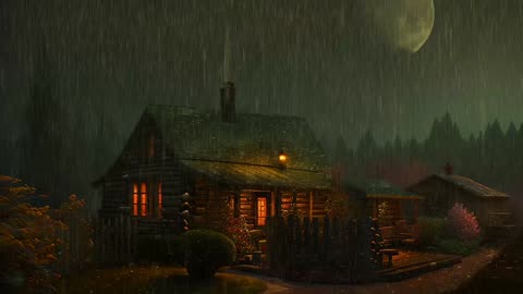 Say Good Bye to Insomnia. Sleep & Relax with Rain and Thunderstorm ⛈️ Sounds in a Cozy Warm Cabin 🛖