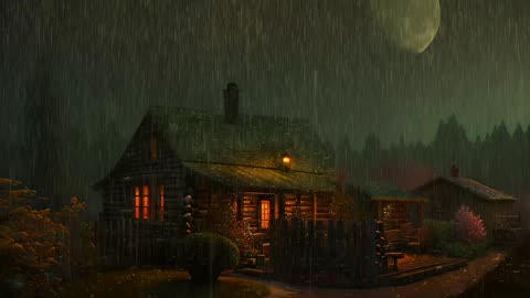 Say Good Bye to Insomnia. Sleep & Relax with Rain and Thunderstorm ⛈️ Sounds in a Cozy Warm Cabin 🛖