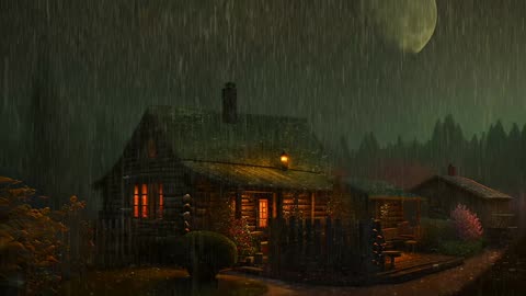 Say Good Bye to Insomnia. Sleep & Relax with Rain and Thunderstorm ⛈️ Sounds in a Cozy Warm Cabin 🛖