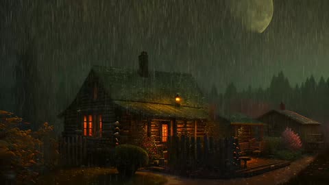 Say Good Bye to Insomnia. Sleep & Relax with Rain and Thunderstorm ⛈️ Sounds in a Cozy Warm Cabin 🛖