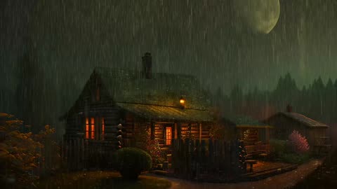 Say Good Bye to Insomnia. Sleep & Relax with Rain and Thunderstorm ⛈️ Sounds in a Cozy Warm Cabin 🛖