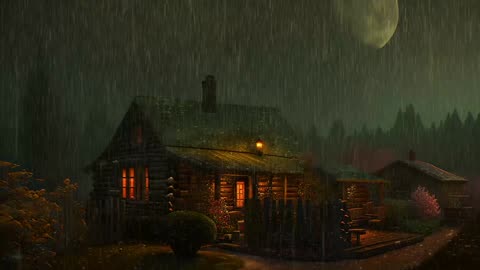 Say Good Bye to Insomnia. Sleep & Relax with Rain and Thunderstorm ⛈️ Sounds in a Cozy Warm Cabin 🛖