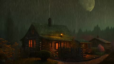 Say Good Bye to Insomnia. Sleep & Relax with Rain and Thunderstorm ⛈️ Sounds in a Cozy Warm Cabin 🛖