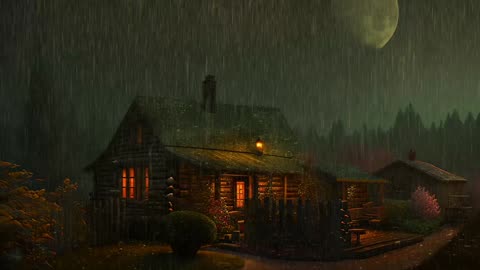 Say Good Bye to Insomnia. Sleep & Relax with Rain and Thunderstorm ⛈️ Sounds in a Cozy Warm Cabin 🛖