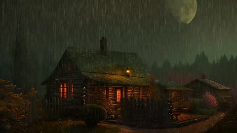 Say Good Bye to Insomnia. Sleep & Relax with Rain and Thunderstorm ⛈️ Sounds in a Cozy Warm Cabin 🛖